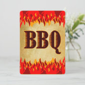 Rode Vlammen Western BBQ-feest Kaart (Staand voorkant)
