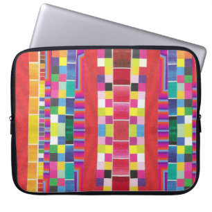 rode vlekken, strepen en kleurrijke pixels laptop sleeve