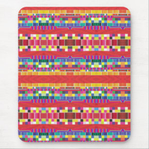 rode vlekken, strepen en kleurrijke pixels muismat