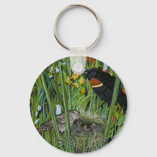 Rode Vleugel Zwartmerel Sleutelhanger