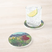 rode vleugelfee en daffodils zandsteen onderzetter (Zijkant)