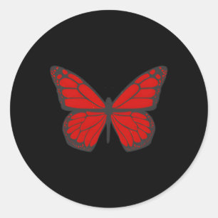 Rode vlinder esthetische grunge zacht ronde sticker