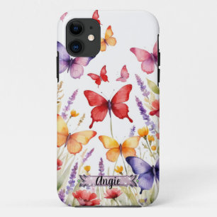 Rode Vlinder Lavendelveld iPhone / iPad hoesje