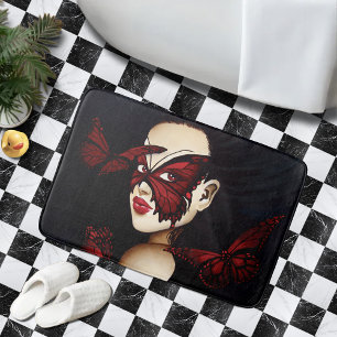 Rode Vlinder Masquerade Vrouw Gotische Fantasie Badmat