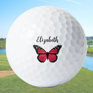  rode vlinder met aangepaste naam dames golfballen