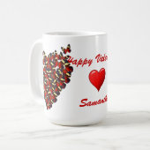 Rode vlinders & liefde hart Valentijnse  Mok (Voorkant links)