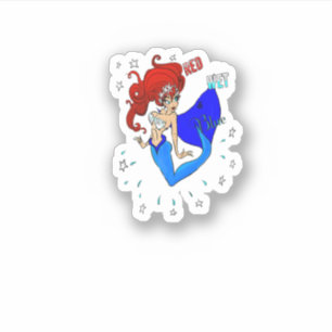 rode vochtige blauwe   4 juli       zeemeermin sticker