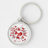 Rode voetbal blowout atleet naam sleutelhanger (Voorkant)