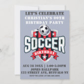 Rode Voetbal Theme Birthday Party Invitations (Voorkant)