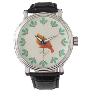 Rode Vogel en Hulstbessen Horloge