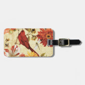 Rode vogel in een bloem bagagelabel (Voorkant horizontaal)