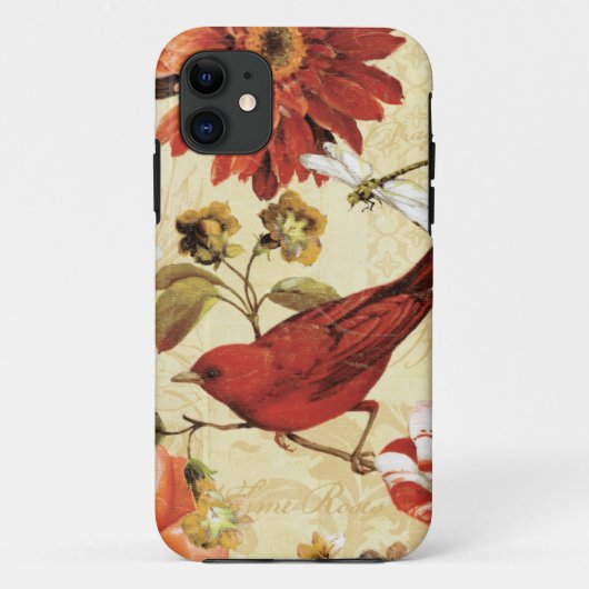 Rode vogel in een bloem Case-Mate iPhone case (Achterkant)