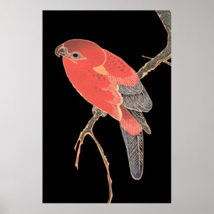Rode Vogel Japanse Stijl Vintage Wandkunst Poster