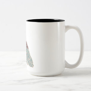 Rode vogel met blauwe bloemen tweekleurige koffiemok