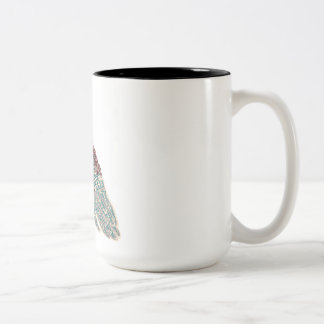 Rode vogel met blauwe bloemen tweekleurige koffiemok
