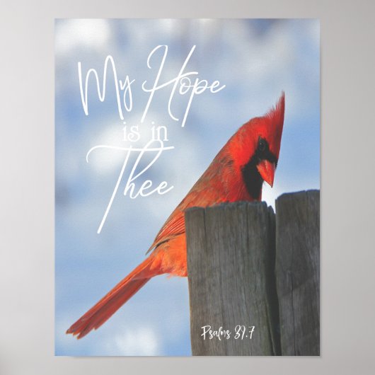 Rode vogel met Psalms Hope Bijbelse Verse Poster (Voorkant)