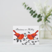 Rode vogel op een tak visitekaartje (Staand voorkant)