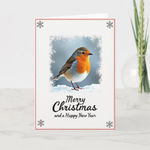 Rode Vogel Sneeuw Kerstkaart Kaart