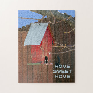 Rode vogelhuispuzzel legpuzzel