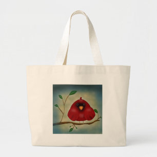 Rode vogelkardinaal grote tote bag