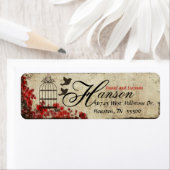 Rode  vogelkooi retour adreslabels etiket (Insitu)