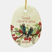 Rode  vogelmeid van Honor Ornamenten (Voorkant)