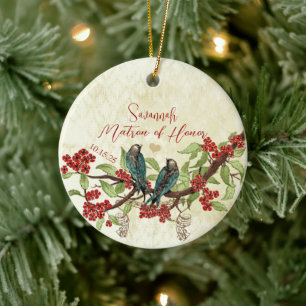 Rode vogelmeid van Honor Ornamenten