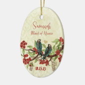 Rode  vogelmeid van Honor Ornamenten (Links)