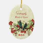 Rode  vogelmeid van Honor Ornamenten (Voorkant)