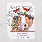  rode vogels bruiloft sparen de datum kaart (Voorkant / Achterkant)