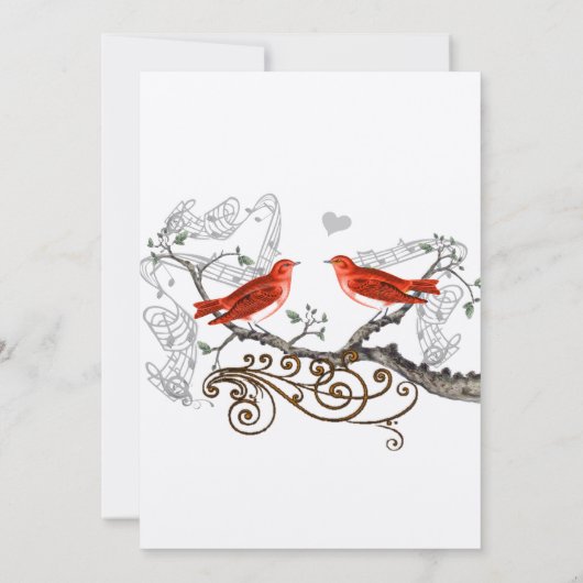 rode vogels bruiloft sparen de datum save the date (Achterkant)