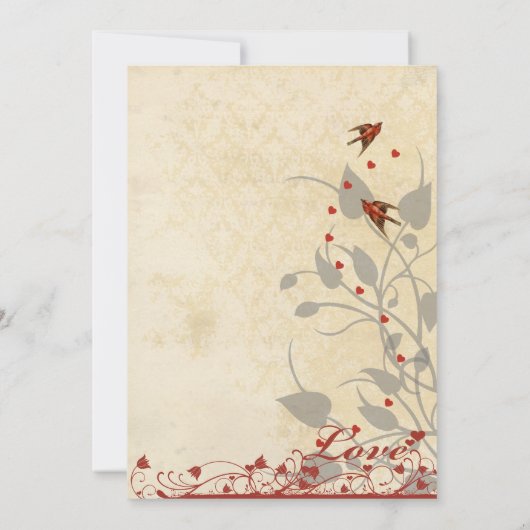 rode vogels Hearts Weddenschap Kaart (Achterkant)