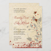 rode vogels Hearts Weddenschap Kaart (Voorkant / Achterkant)