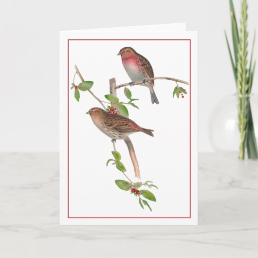 Rode vogels op een Berry Branch Kaart (Voorkant)