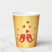 Rode vogels papieren bekers (Achterkant)