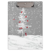 Rode vogels, witte kerst klembord (Voorkant)