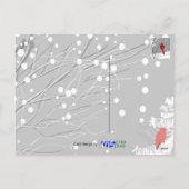 Rode vogels, witte kerst, Prettige feestdagen, sne Feestdagenkaart (Achterkant)