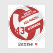 Rode volleybal team kleuren kinder naam Jersey num Sticker (Vel)