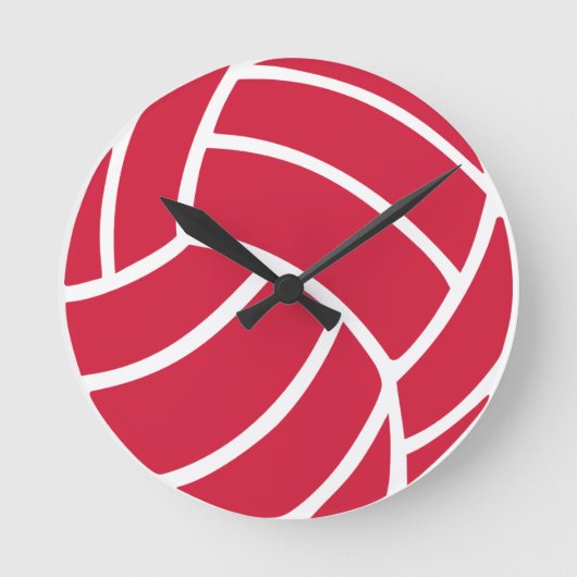 Rode volleybalpictogram ronde klok (Voorkant)