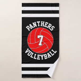 Rode Volleybalteamnaam en afspeelnummer Aangepast Badhanddoek