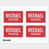 Rode Voluntbadge met aangepaste naam Rechthoekige Sticker (Vel)
