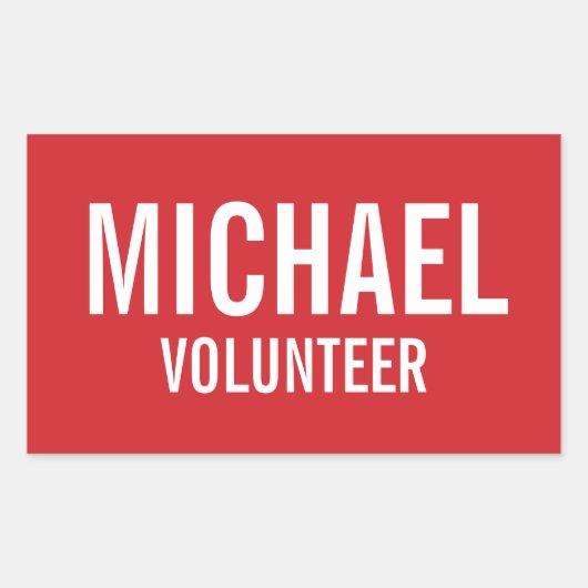 Rode Voluntbadge met aangepaste naam Rechthoekige Sticker (Voorkant)