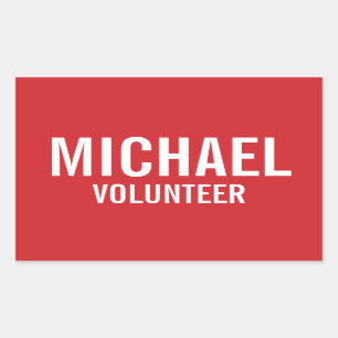 Rode Voluntbadge met aangepaste naam Rechthoekige Sticker