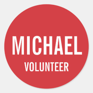 Rode Voluntbadge met aangepaste naam Ronde Sticker