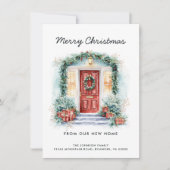 Rode voordeur Vrolijk kerstfeest van New Home Aankondiging (Voorkant)