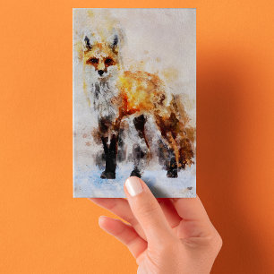 Rode Vos Aquarel Portret 02 Briefkaart