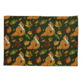 Rode vos bladeren eikels groen kussensloop (Achterkant)