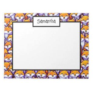 Rode vos cartoon DIY naam doodle collage kantoor Notitieblok