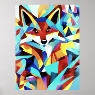 Rode vos die door watergeometrische kunststijl loo poster