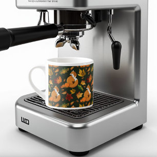 Rode Vos Herfstbladeren Eikels Groen Patroon Espresso Kop